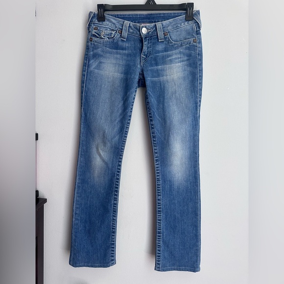 Tru Religion Vintage Women Straight Jeans Low Rise Y2K Blue Size 27 - Picture 2 of 11